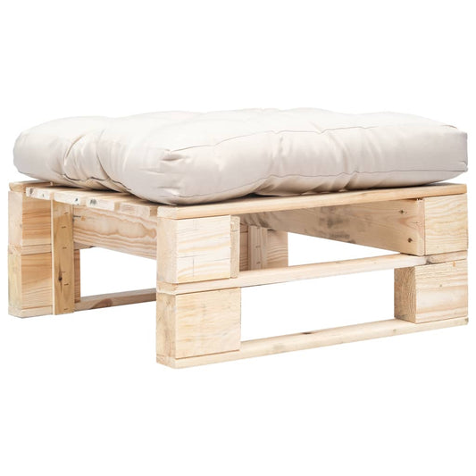 Tuinpoef met zandkleurig kussen pallet hout naturel is nu te koop bij PeponiXL, paradijselijk wonen!