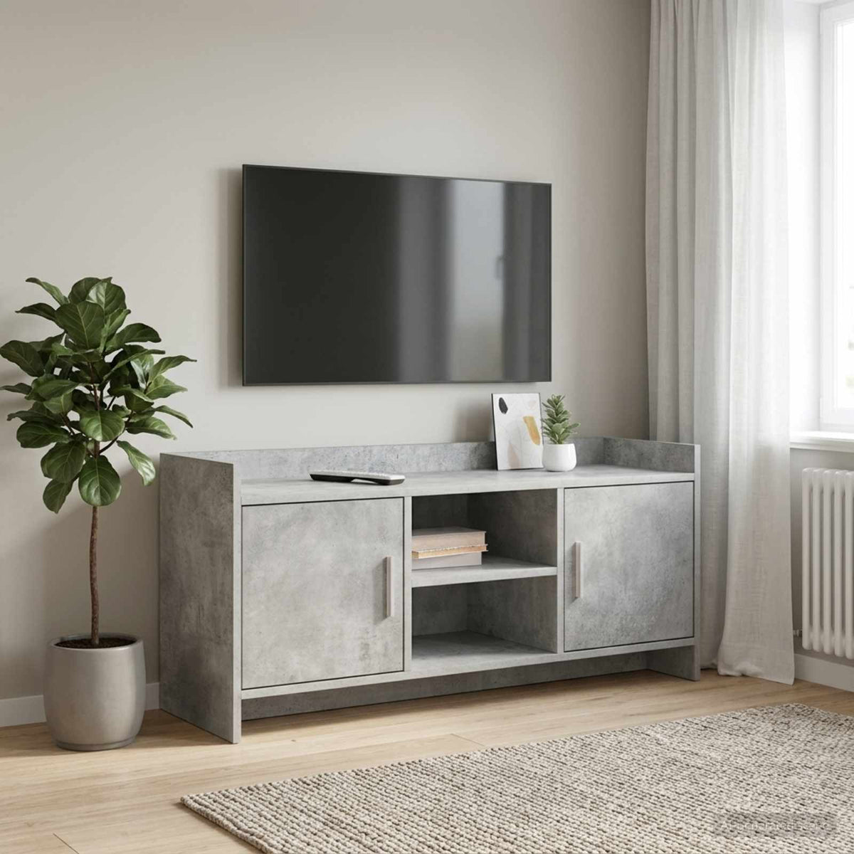 TV-kast 102 x 33 x 47 cm Betongrijs Bewerkt hout is nu te koop bij PeponiXL, paradijselijk wonen!