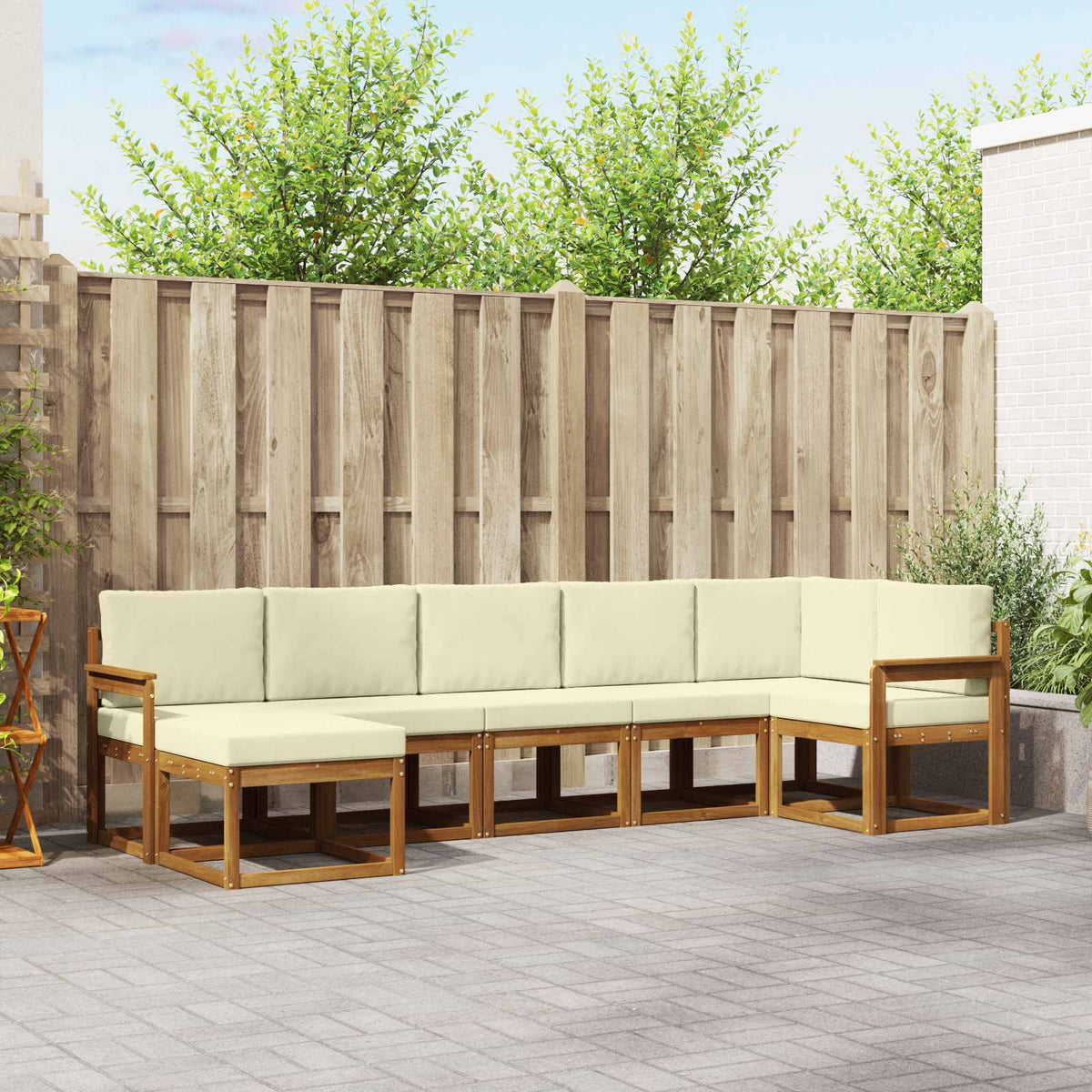Buiten bankenset met kussen 7 pcs Natuurlijk en Crème is nu te koop bij PeponiXL, paradijselijk wonen!