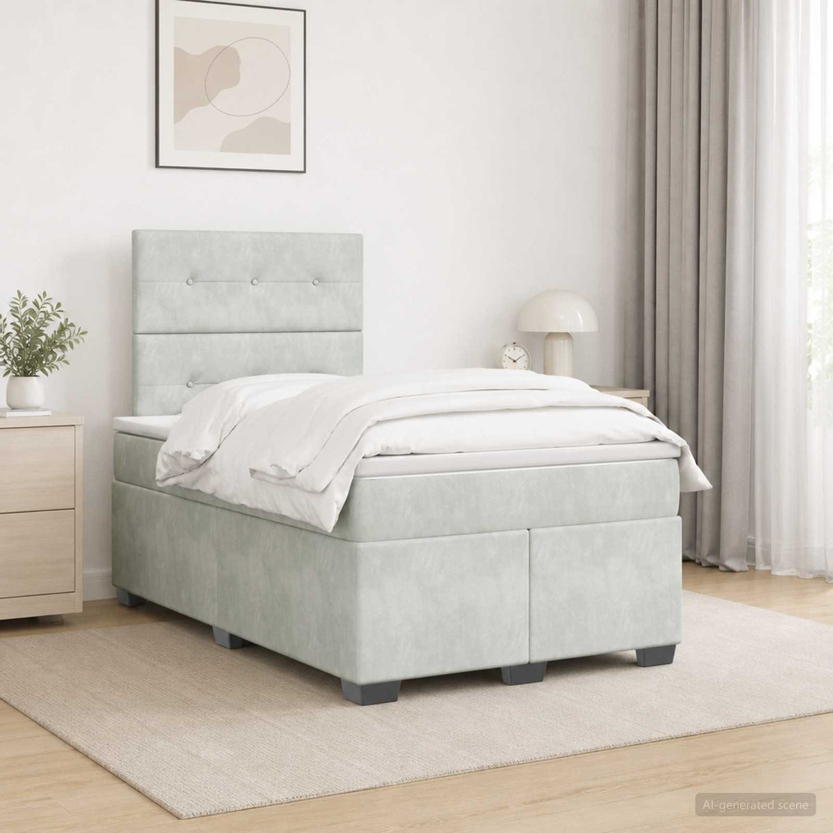 Boxspringbed met matras Lichtgrijs 120 x 200 cm Fluweel is nu te koop bij PeponiXL, paradijselijk wonen!