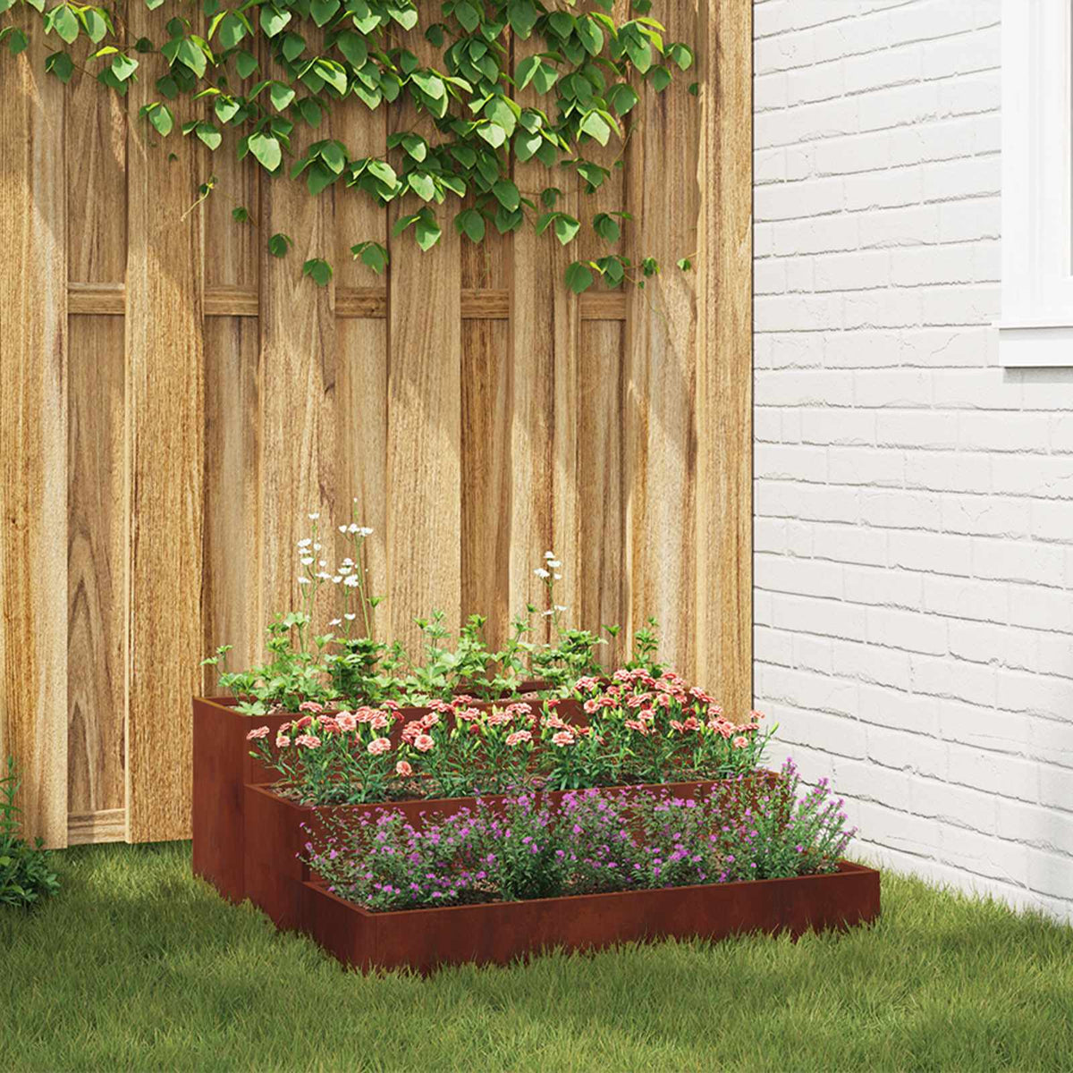 Tuin Bloempot Roestig 90 x 90 x 35 cm Cortenstaal is nu te koop bij PeponiXL, paradijselijk wonen!