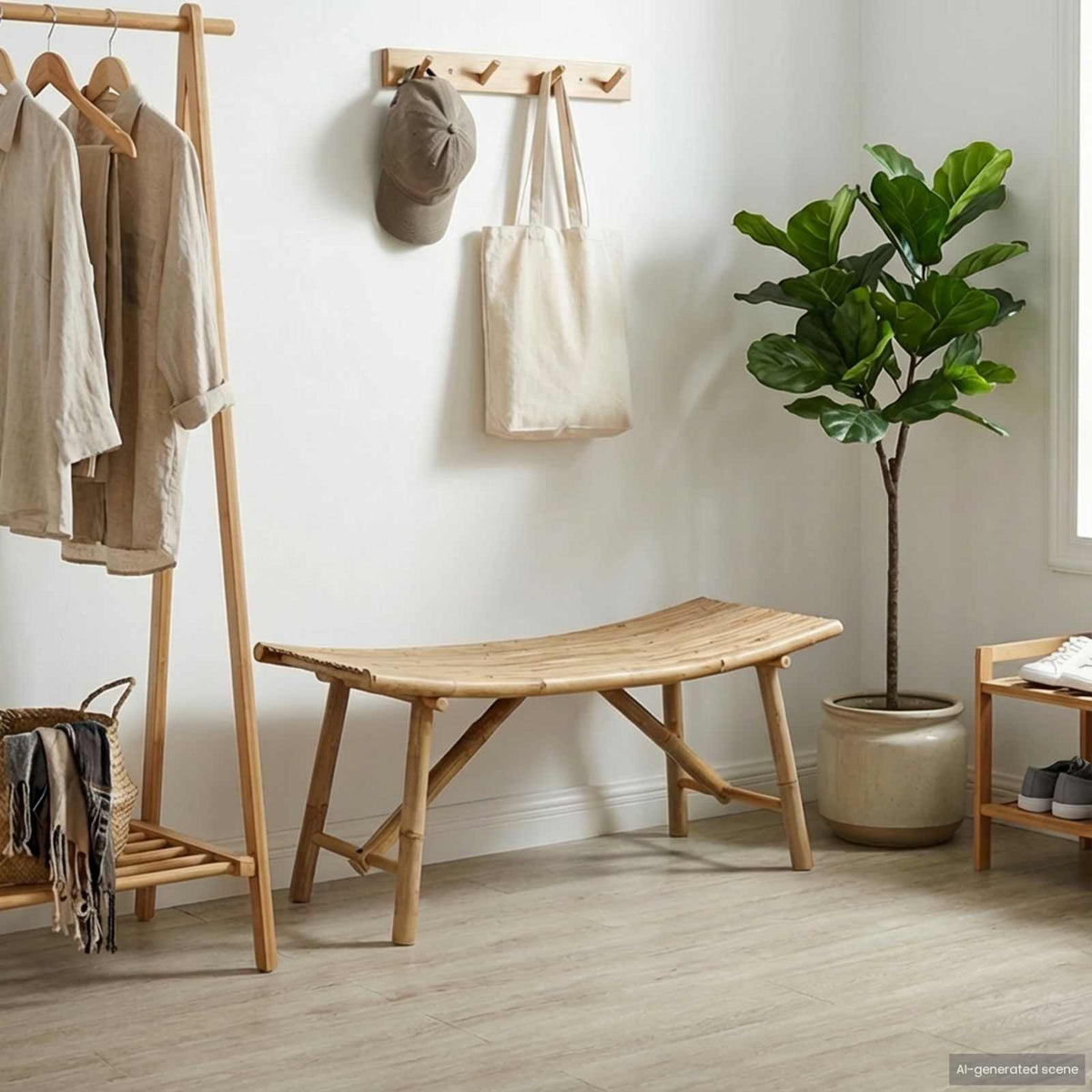 Tuinbank Naturel 110 x 45 x 50 cm Bamboe is nu te koop bij PeponiXL, paradijselijk wonen!