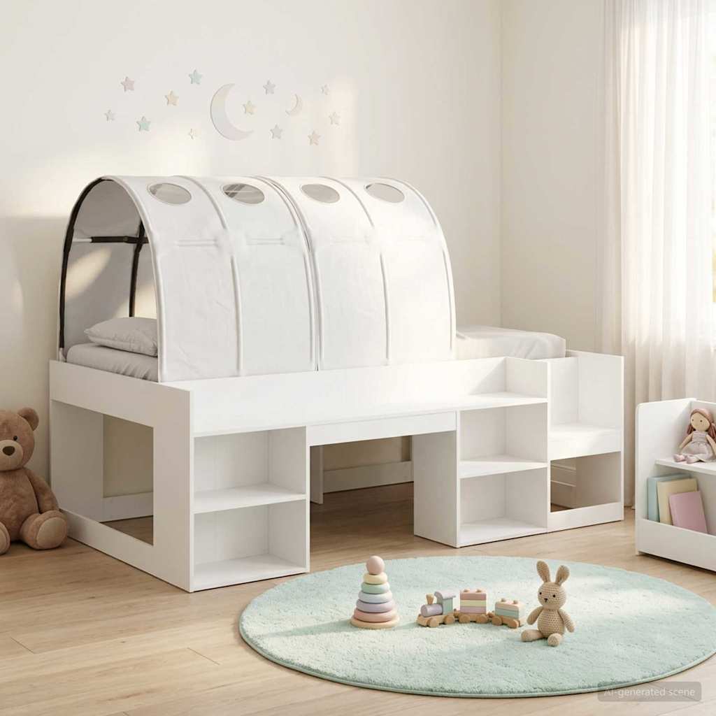 Hoge Bedframe voor Kinderen met Opslag 3 st Wit Bewerkt hout is nu te koop bij PeponiXL, paradijselijk wonen!