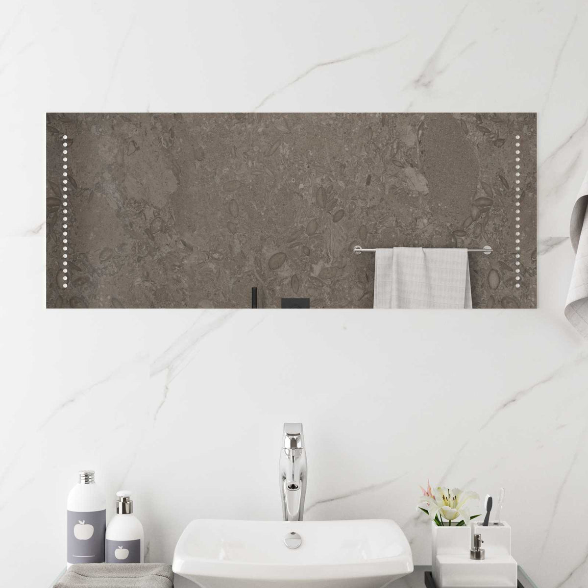 LED Badkamer Spiegel Doorzichtig 100 x 40 cm gehard glas is nu te koop bij PeponiXL, paradijselijk wonen!