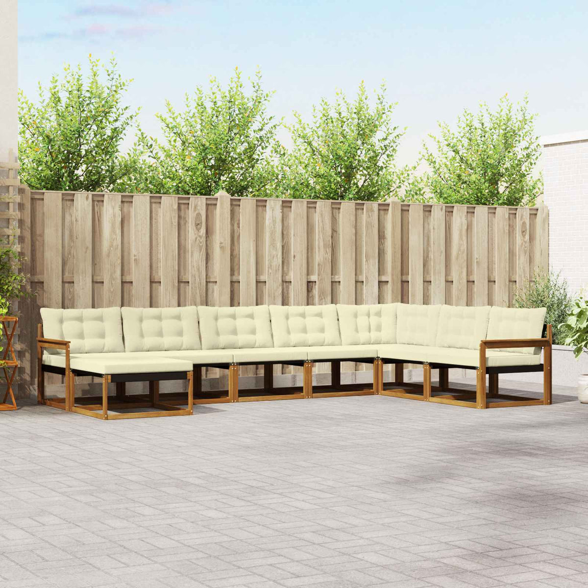 Buiten bankenset met kussen 8 pcs Natuurlijk en Crème is nu te koop bij PeponiXL, paradijselijk wonen!