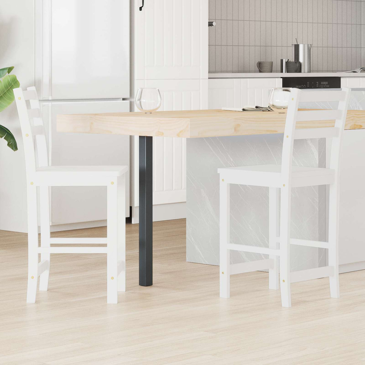 Eettafelstoelen 2 pcs Wit 40 x 47,5 x 99,5 cm is nu te koop bij PeponiXL, paradijselijk wonen!