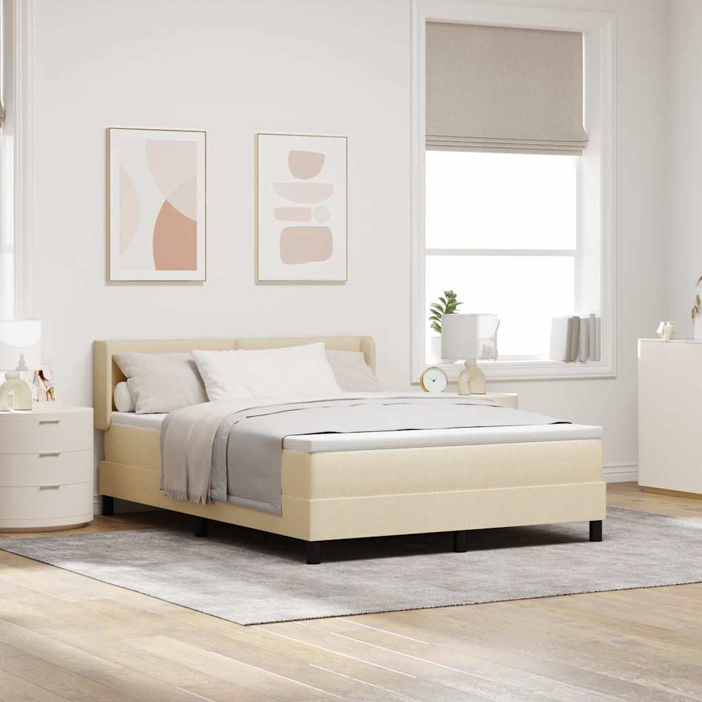Boxspringbed met hoofdeinde Crème 200 x 140 cm Stof is nu te koop bij PeponiXL, paradijselijk wonen!