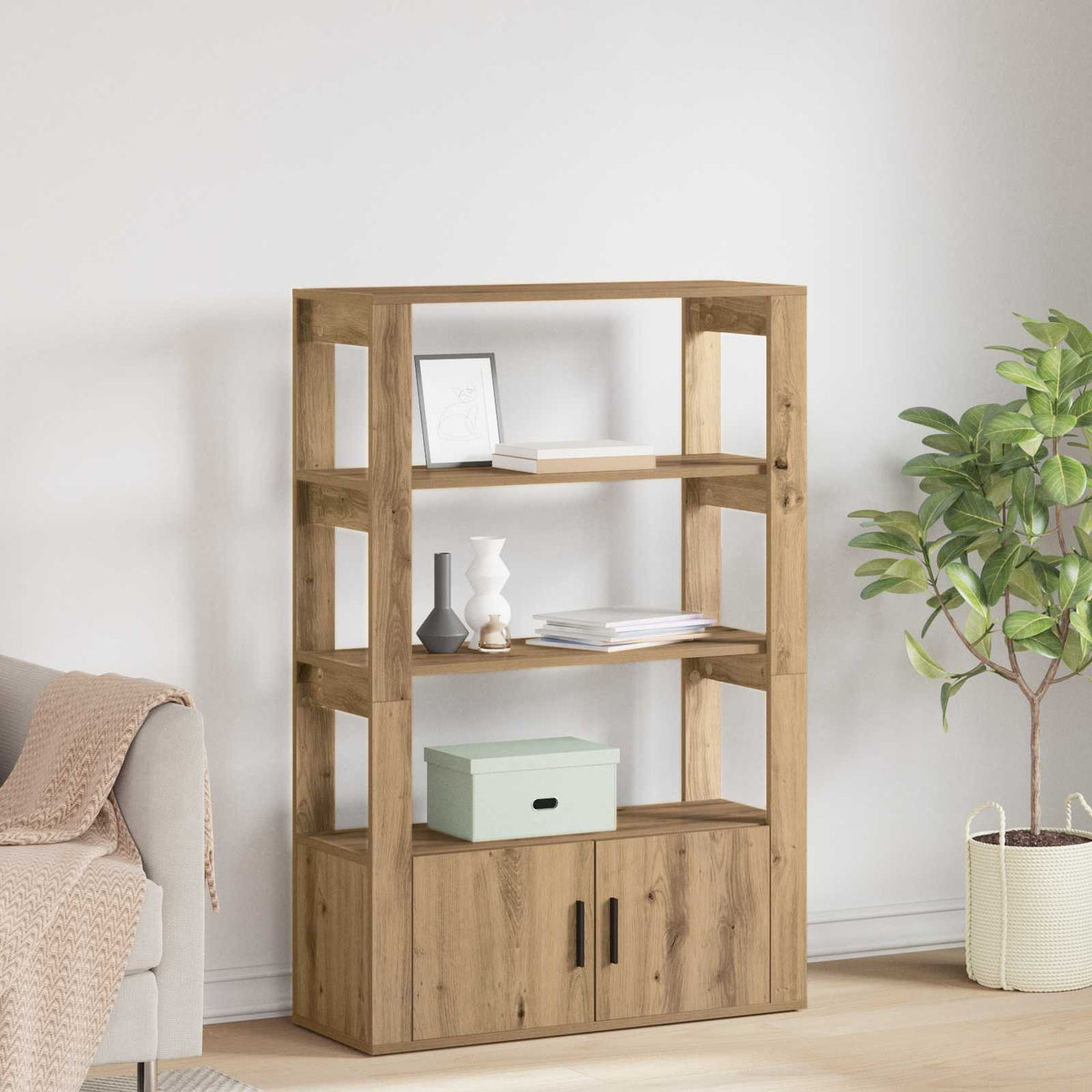 Dressoir artisanaal eikenkleurig 30 x 80 x 119,5 cm is nu te koop bij PeponiXL, paradijselijk wonen!