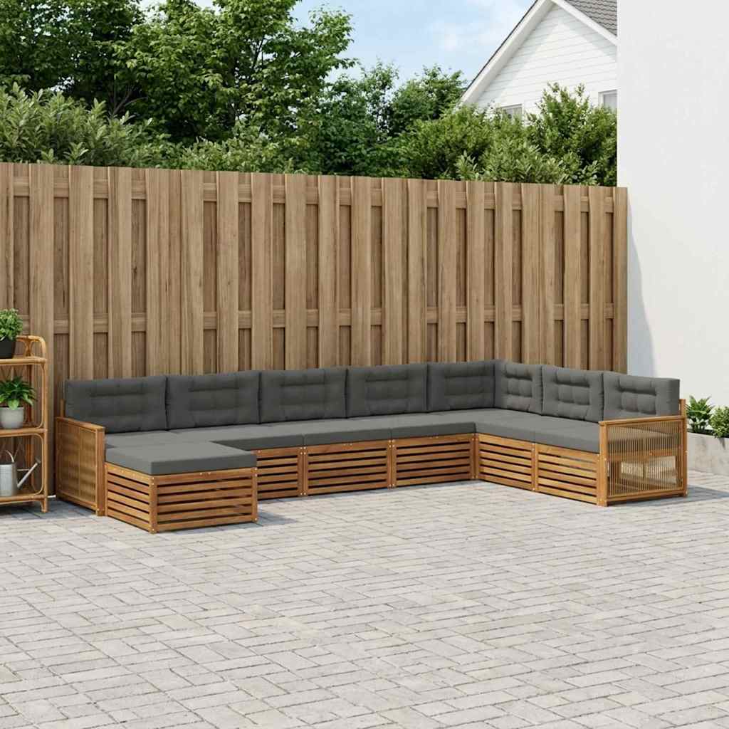 Buiten bankenset met kussen 8 pcs Natuurlijk en Antraciet is nu te koop bij PeponiXL, paradijselijk wonen!