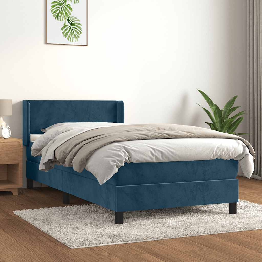 Boxspring met matras fluweel donkerblauw 100x200 cm is nu te koop bij PeponiXL, paradijselijk wonen!