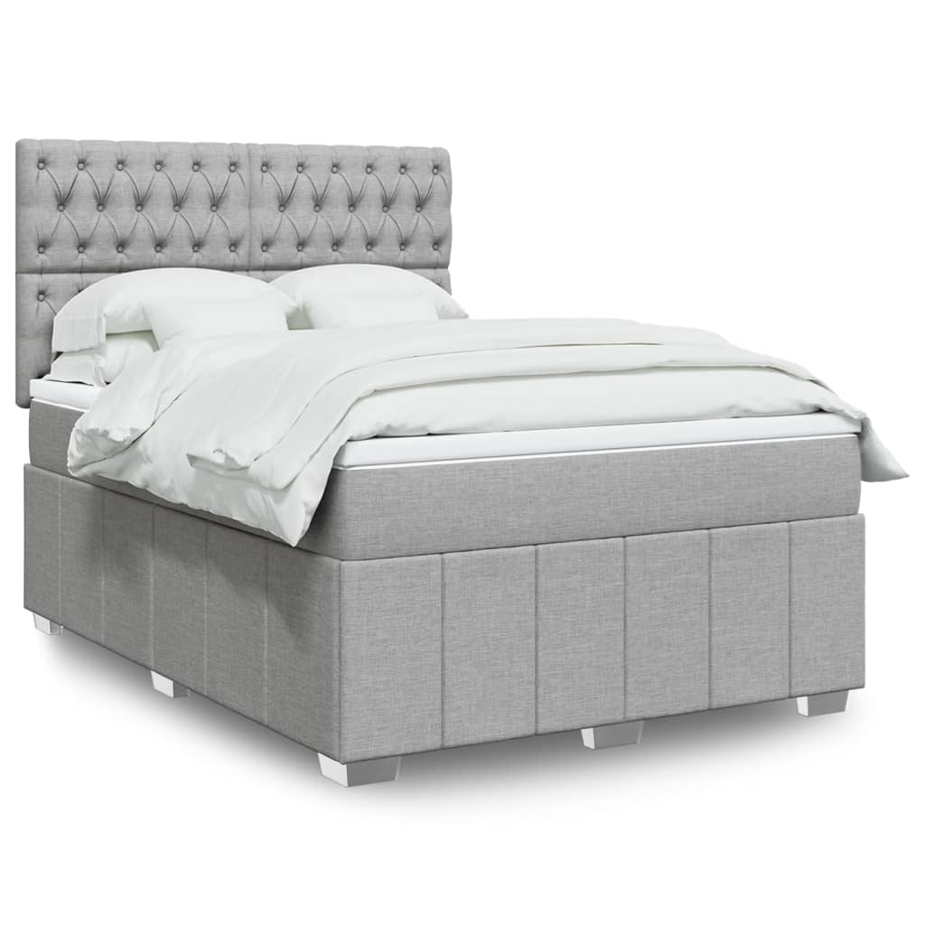 Boxspring met matras stof lichtgrijs 160x200 cm is nu te koop bij PeponiXL, paradijselijk wonen!
