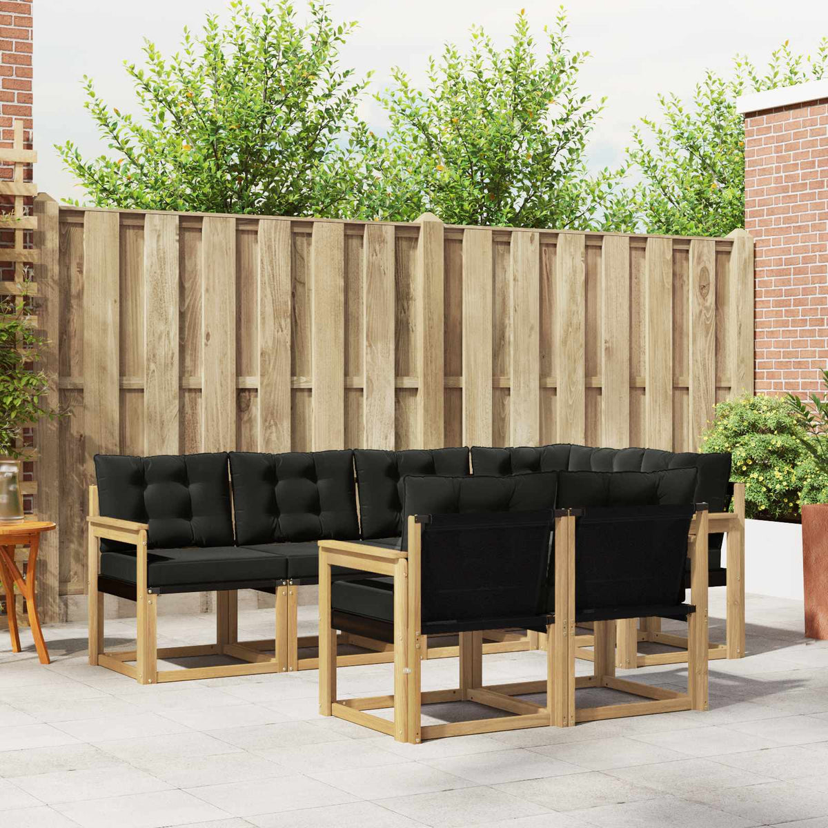 Buiten bankenset met kussen 7 pcs Wit en zwart is nu te koop bij PeponiXL, paradijselijk wonen!