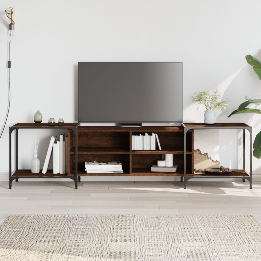 Tv-meubel 203x37x50 cm bewerkt hout bruin eikenkleur is nu te koop bij PeponiXL, paradijselijk wonen!