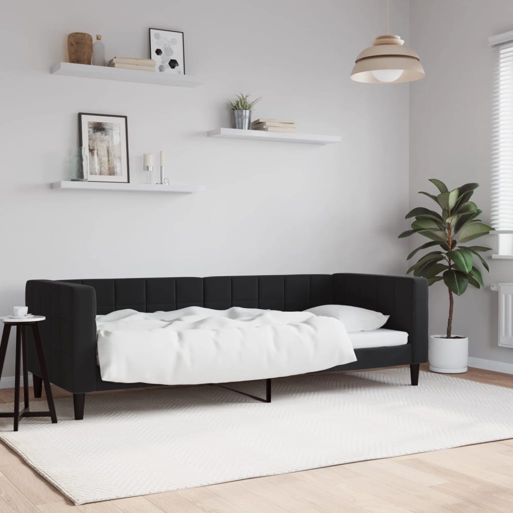 Slaapbank 80x200 cm fluweel zwart is nu te koop bij PeponiXL, paradijselijk wonen!