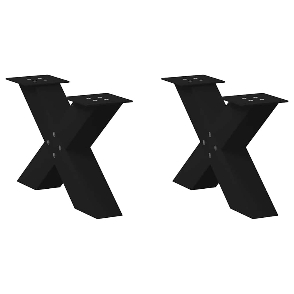 Salontafelpoten 2 st X-vormig 60x(30-31) cm staal zwart is nu te koop bij PeponiXL, paradijselijk wonen!