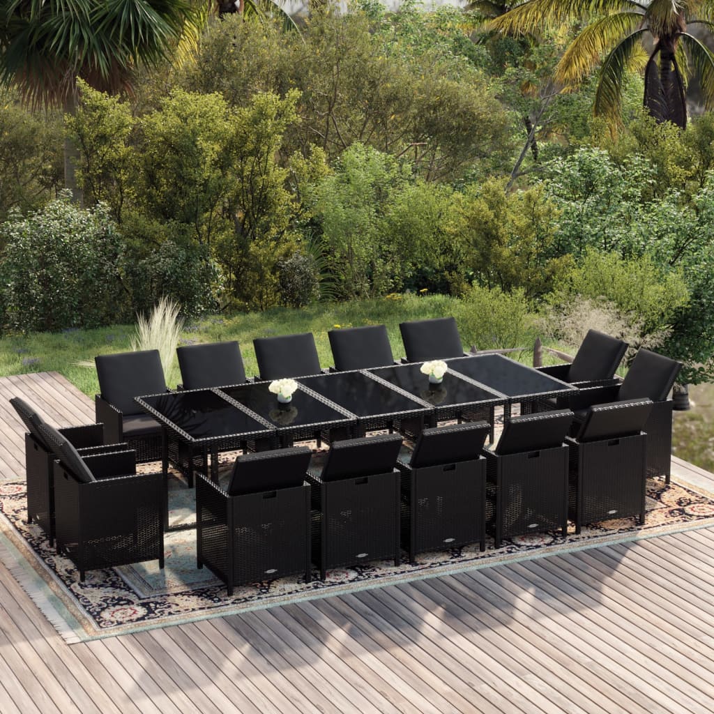 15-delige Tuinset met kussens poly rattan zwart is nu te koop bij PeponiXL, paradijselijk wonen!
