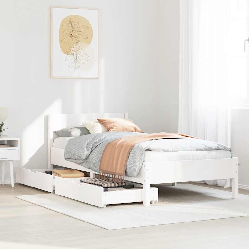 Bedframe zonder matras massief grenenhout wit 90x190 cm is nu te koop bij PeponiXL, paradijselijk wonen!