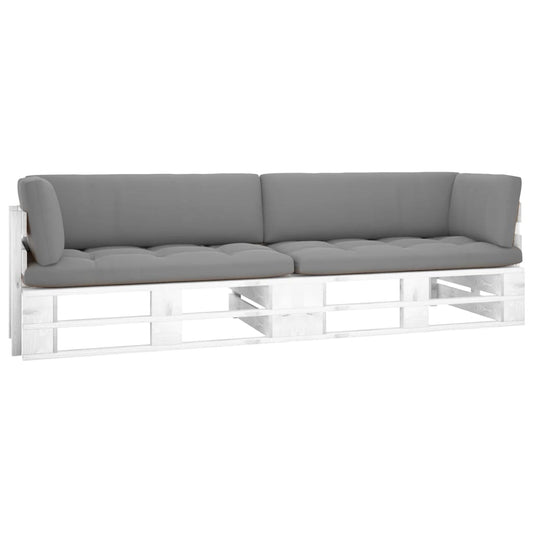 Tweezitsbank pallet met kussens wit geïmpregneerd grenenhout is nu te koop bij PeponiXL, paradijselijk wonen!