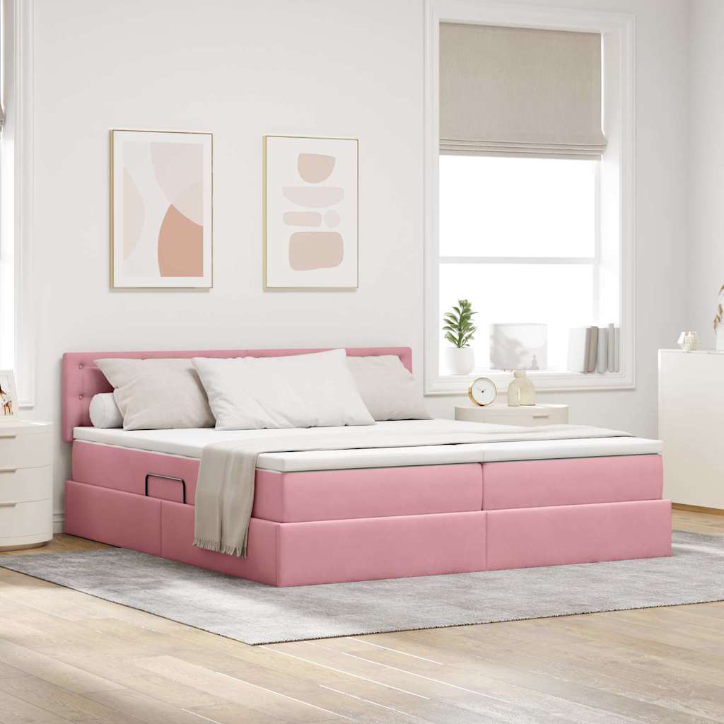 Opslag bed met matras met hoofdeinde Roze 90 x 200 cm is nu te koop bij PeponiXL, paradijselijk wonen!