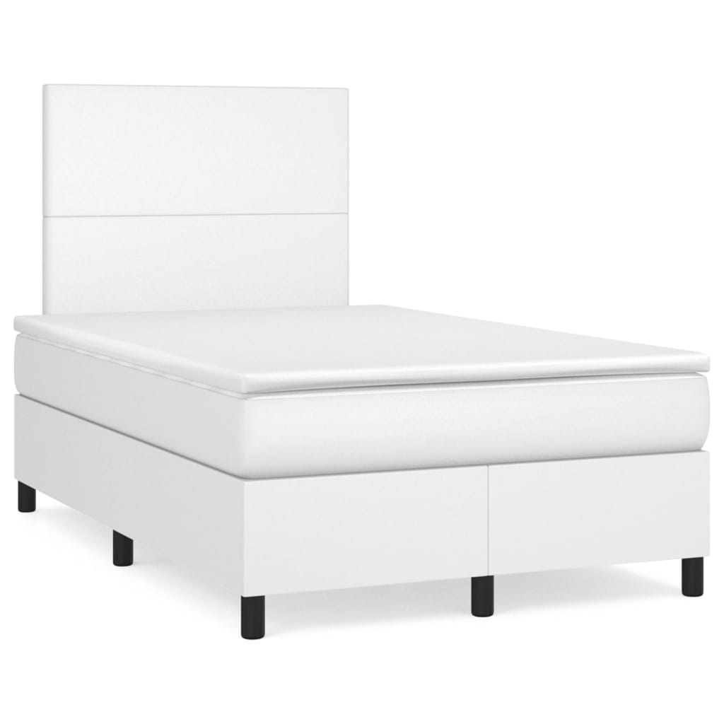 Boxspring met matras en LED kunstleer wit 120x190 cm is nu te koop bij PeponiXL, paradijselijk wonen!