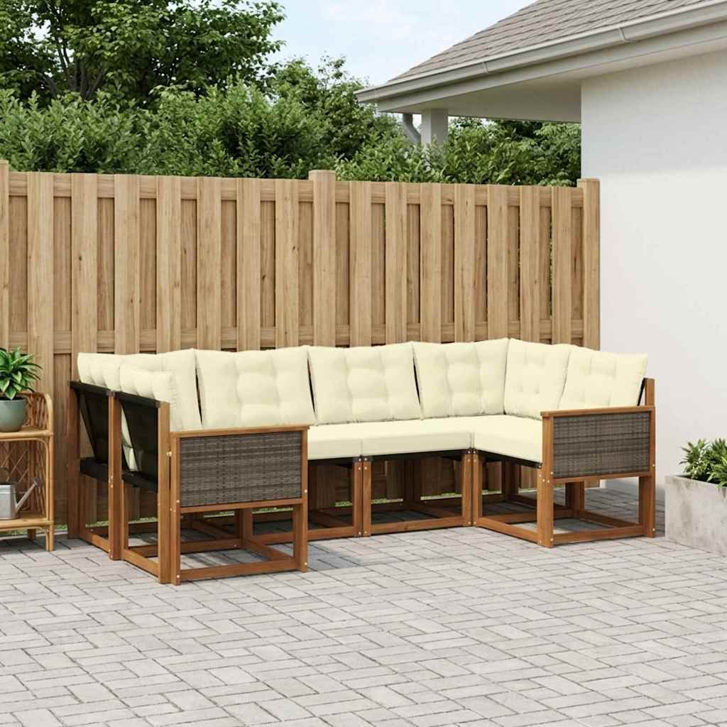 Buiten bankenset met kussen 6 pcs Natuurlijk en Crème is nu te koop bij PeponiXL, paradijselijk wonen!