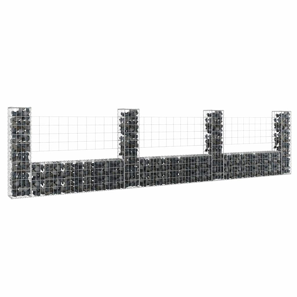 Schanskorf U-vormig met 4 palen 380x20x100 cm ijzer is nu te koop bij PeponiXL, paradijselijk wonen!