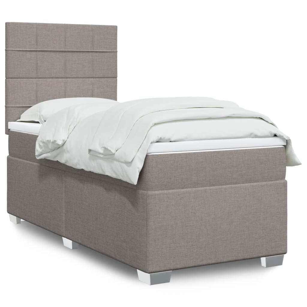 Boxspring met matras stof taupe 90x200 cm is nu te koop bij PeponiXL, paradijselijk wonen!
