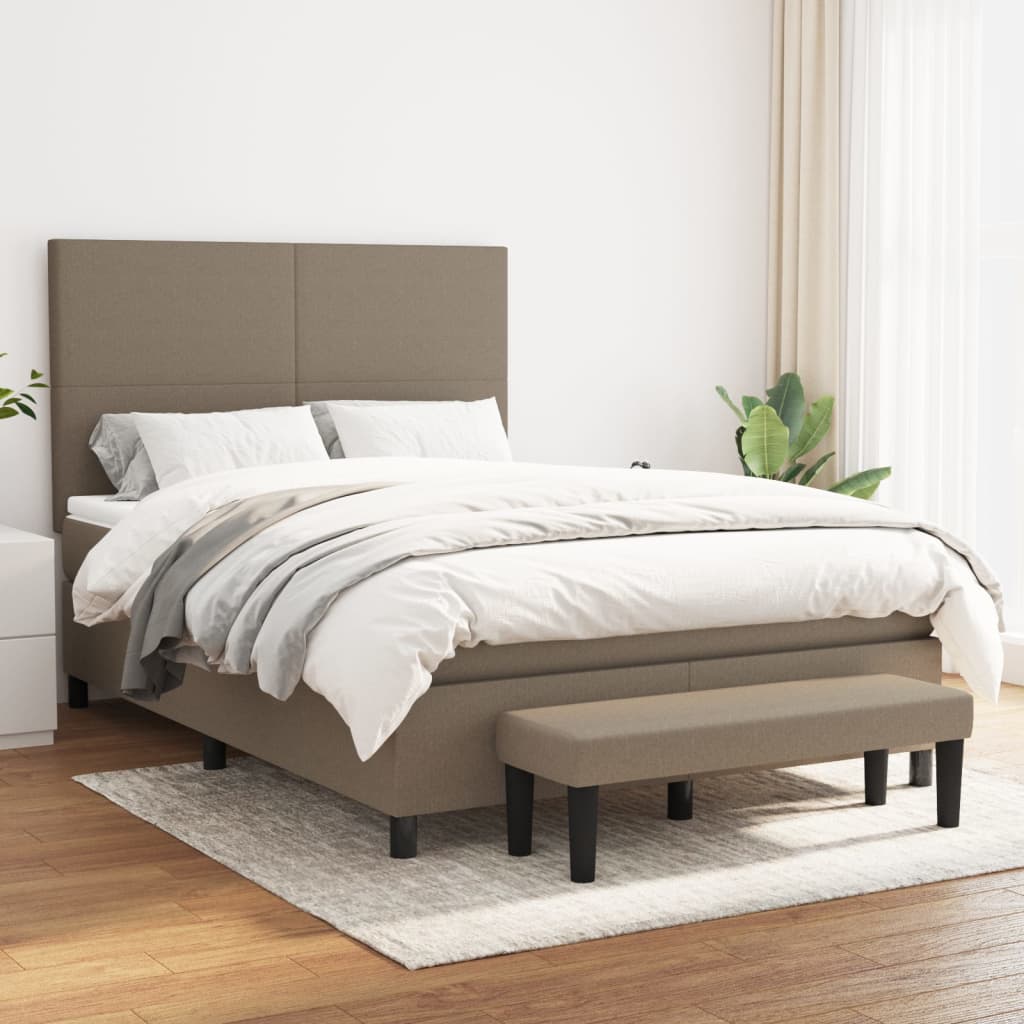 Boxspring met matras stof taupe 140x190 cm is nu te koop bij PeponiXL, paradijselijk wonen!