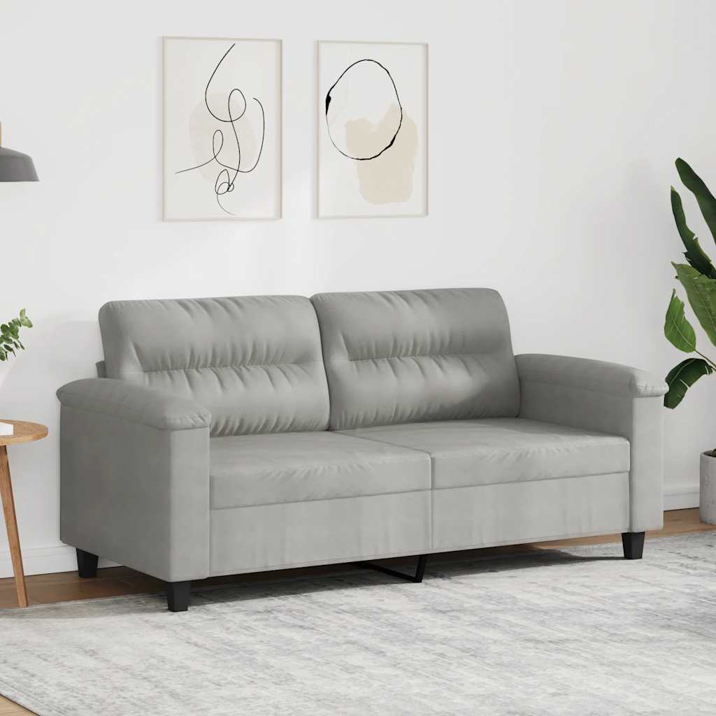 Tweezitsbank 140 cm microvezelstof lichtgrijs is nu te koop bij PeponiXL, paradijselijk wonen!