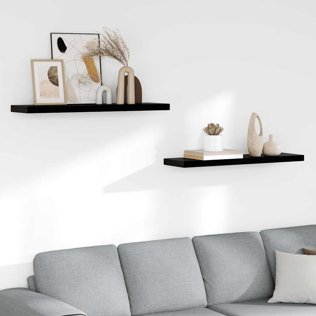 Wandschappen zwevend 2 st 90x23,5x3,8 cm MDF hoogglans zwart is nu te koop bij PeponiXL, paradijselijk wonen!