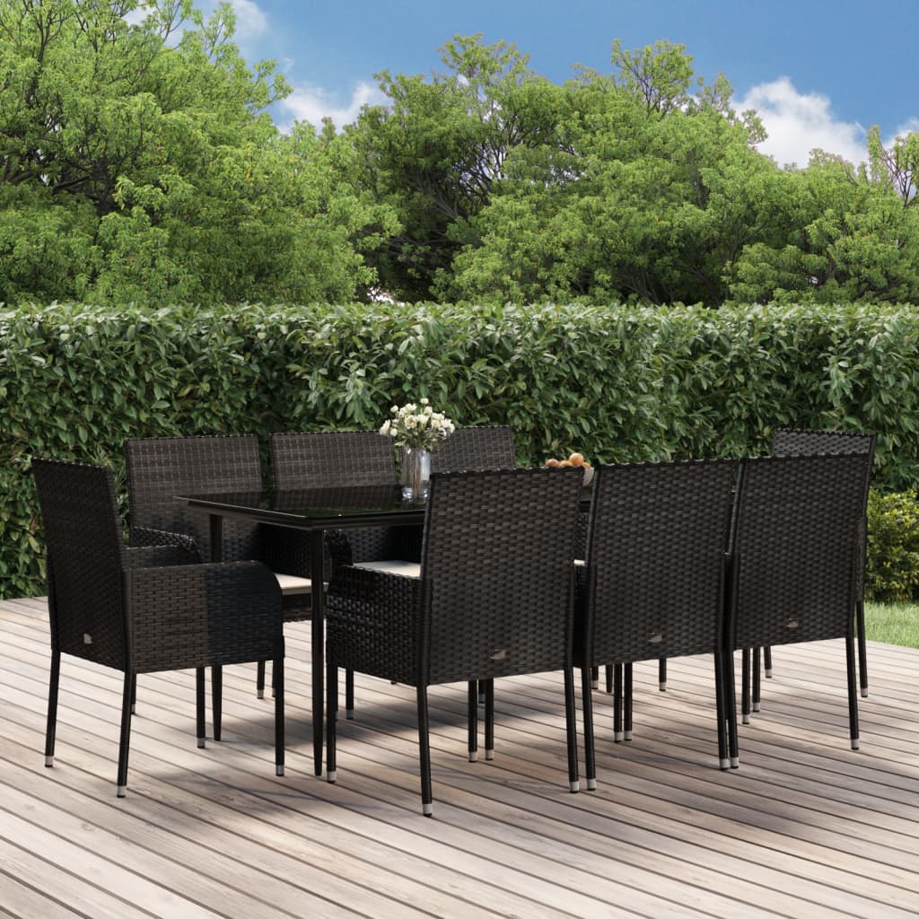 9-delige Tuinset poly rattan zwart is nu te koop bij PeponiXL, paradijselijk wonen!