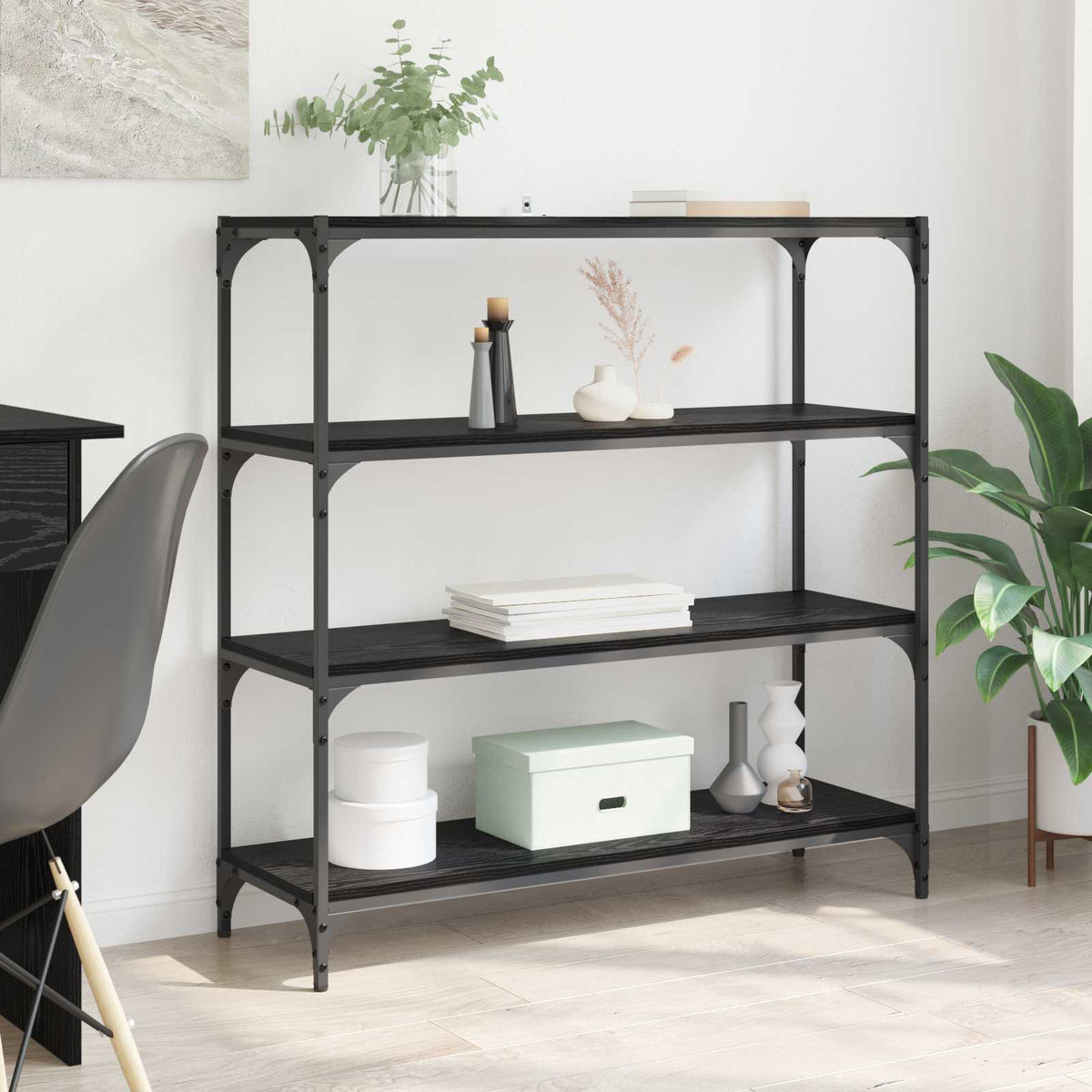 Boekenkast Zwart Eiken 100 x 33 x 100 cm is nu te koop bij PeponiXL, paradijselijk wonen!