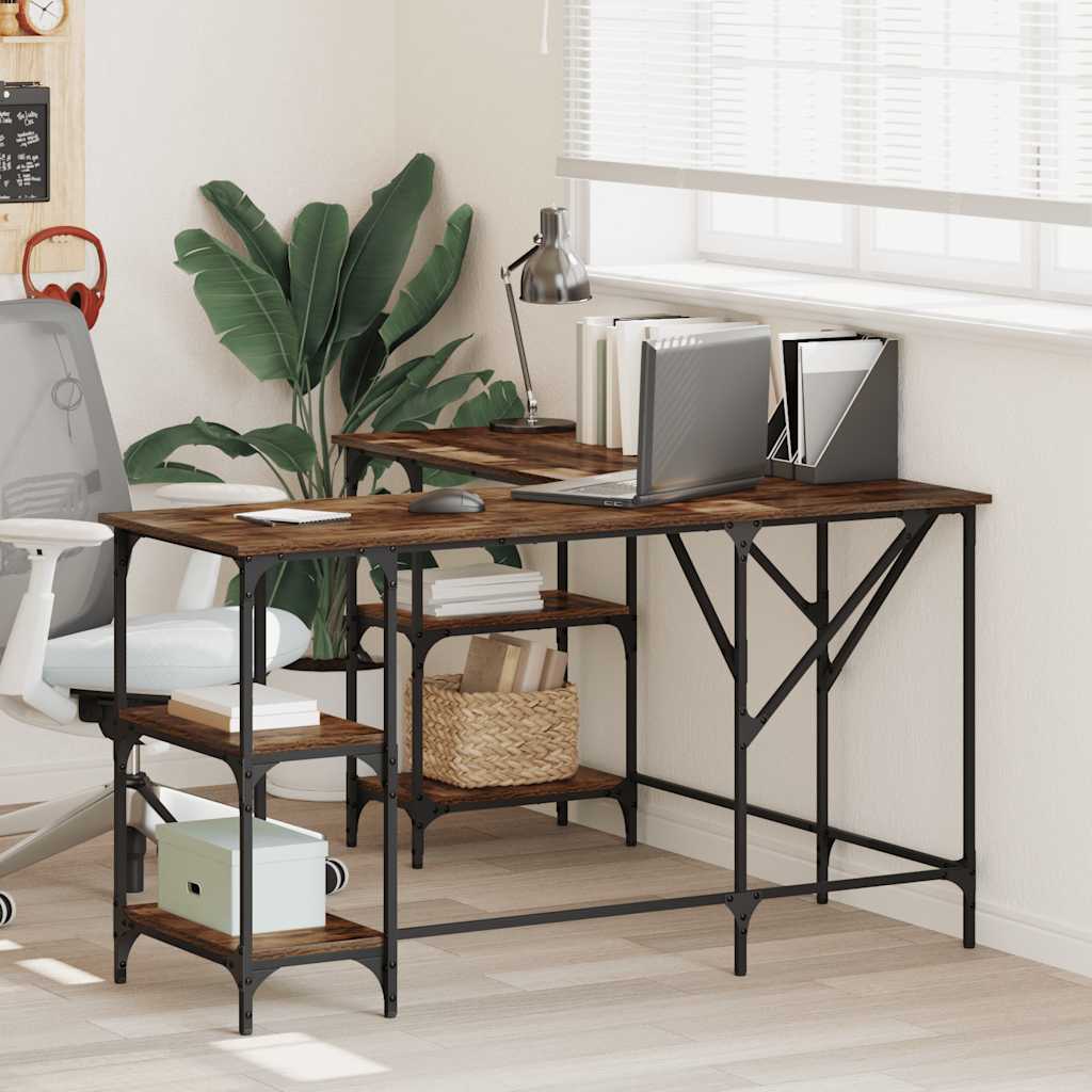 Bureau 139x139x75 cm bewerkt hout gerookt eikenkleurig is nu te koop bij PeponiXL, paradijselijk wonen!