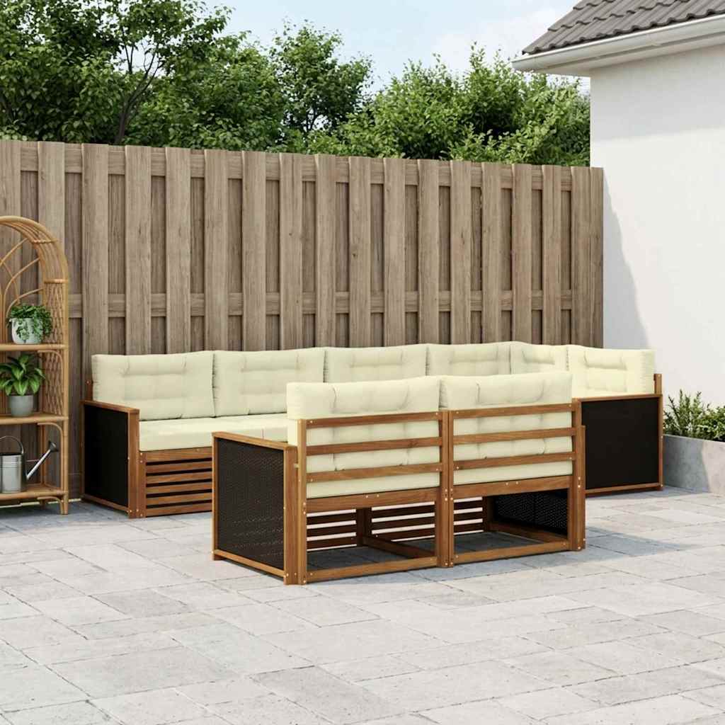 Buiten bankenset met kussen 7 pcs Natuurlijk en Crème is nu te koop bij PeponiXL, paradijselijk wonen!