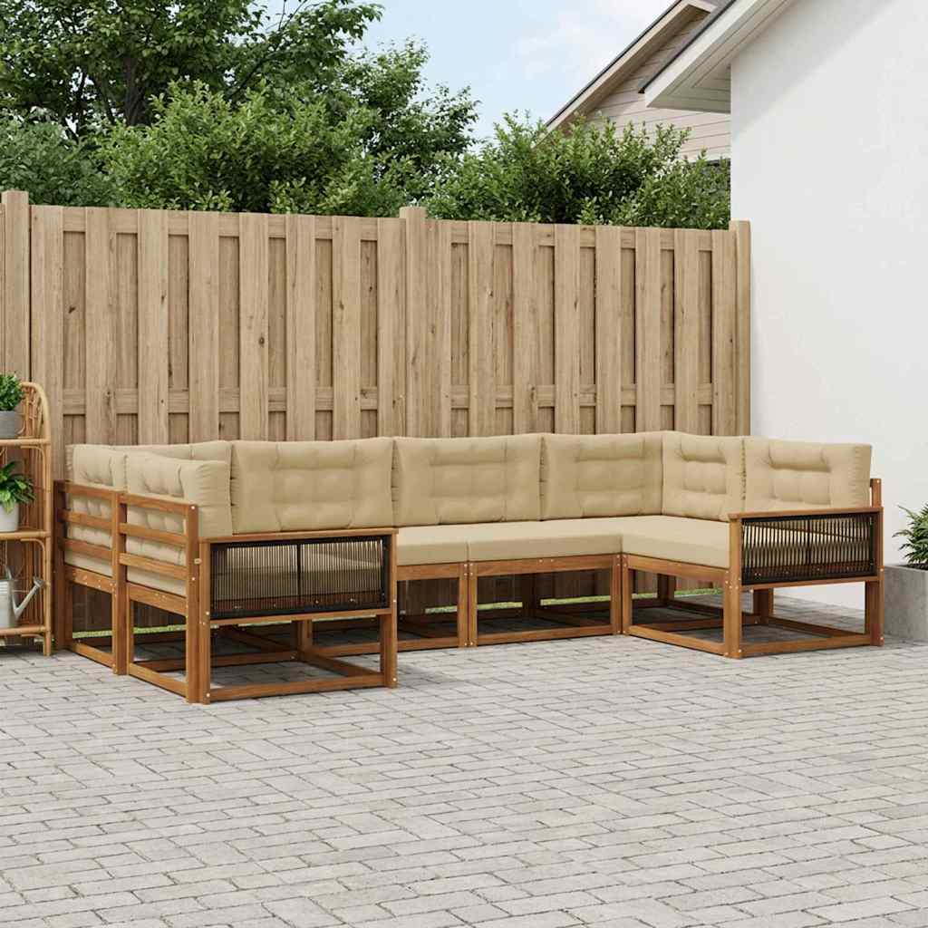 Buiten bankenset met kussen 6 pcs Natuurlijk en Beige is nu te koop bij PeponiXL, paradijselijk wonen!