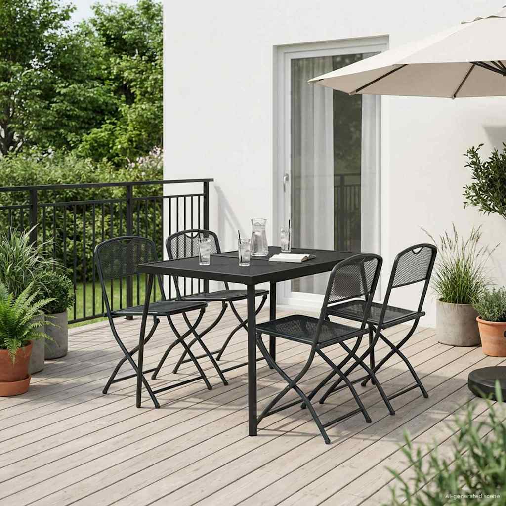 Buitenmeubelset 5 pcs Antracietkleurig Ijzer en Staal is nu te koop bij PeponiXL, paradijselijk wonen!