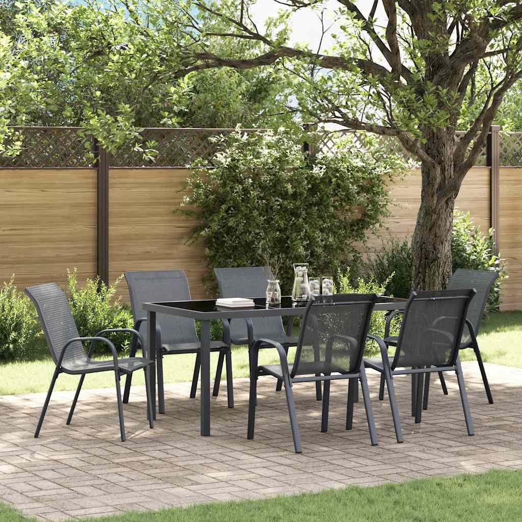 Tuinstoelen stapelbaar 6 st textileen stof grijs is nu te koop bij PeponiXL, paradijselijk wonen!