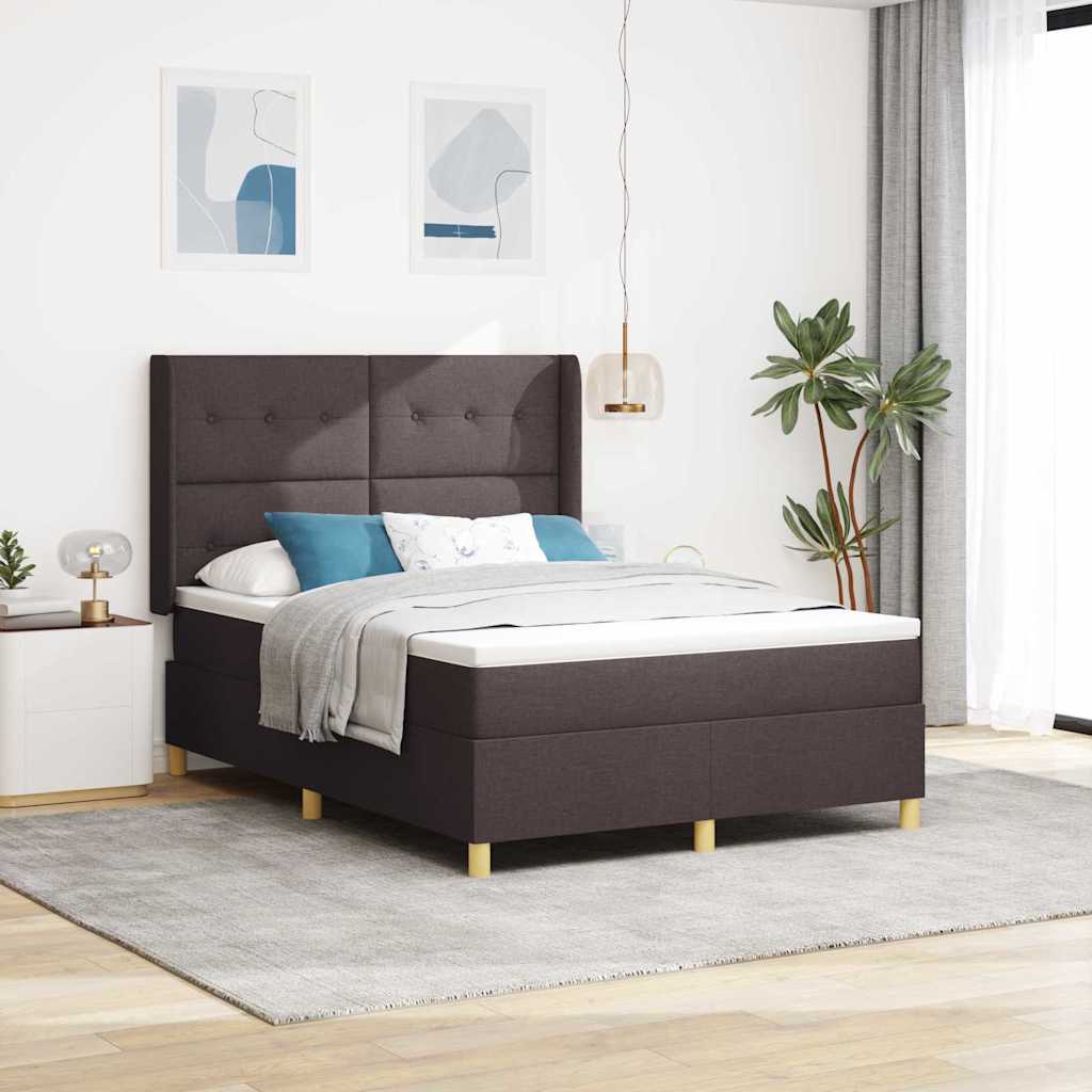 Boxspringbed met LED-stripverlichting Bruin 160 x 200 cm Stof is nu te koop bij PeponiXL, paradijselijk wonen!