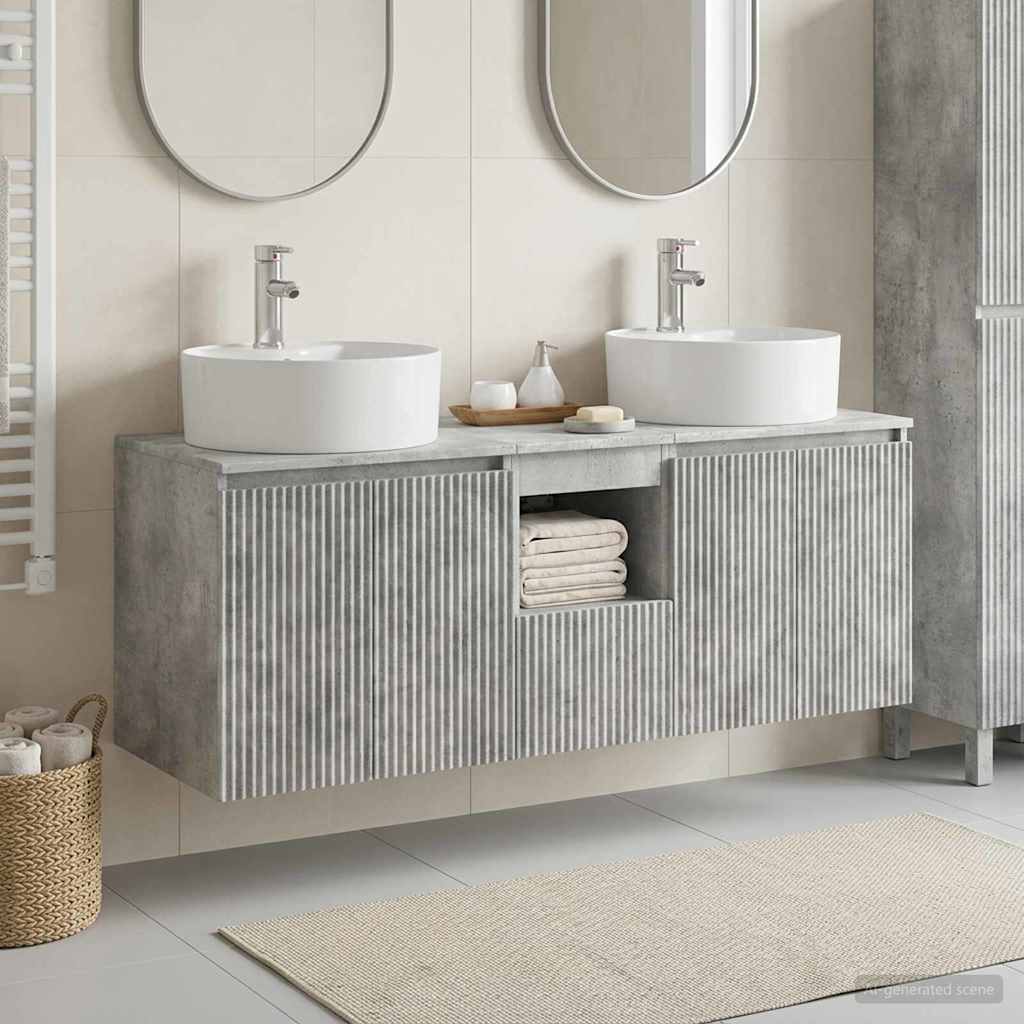 Badkamerkastenset 3 st Betongrijs 49,5 x 44,5 x 65 cm is nu te koop bij PeponiXL, paradijselijk wonen!