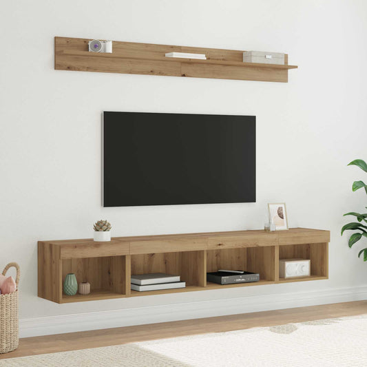TV Wandkast Set met LED 5 pcs Artisan Eiken Bewerkt hout is nu te koop bij PeponiXL, paradijselijk wonen!