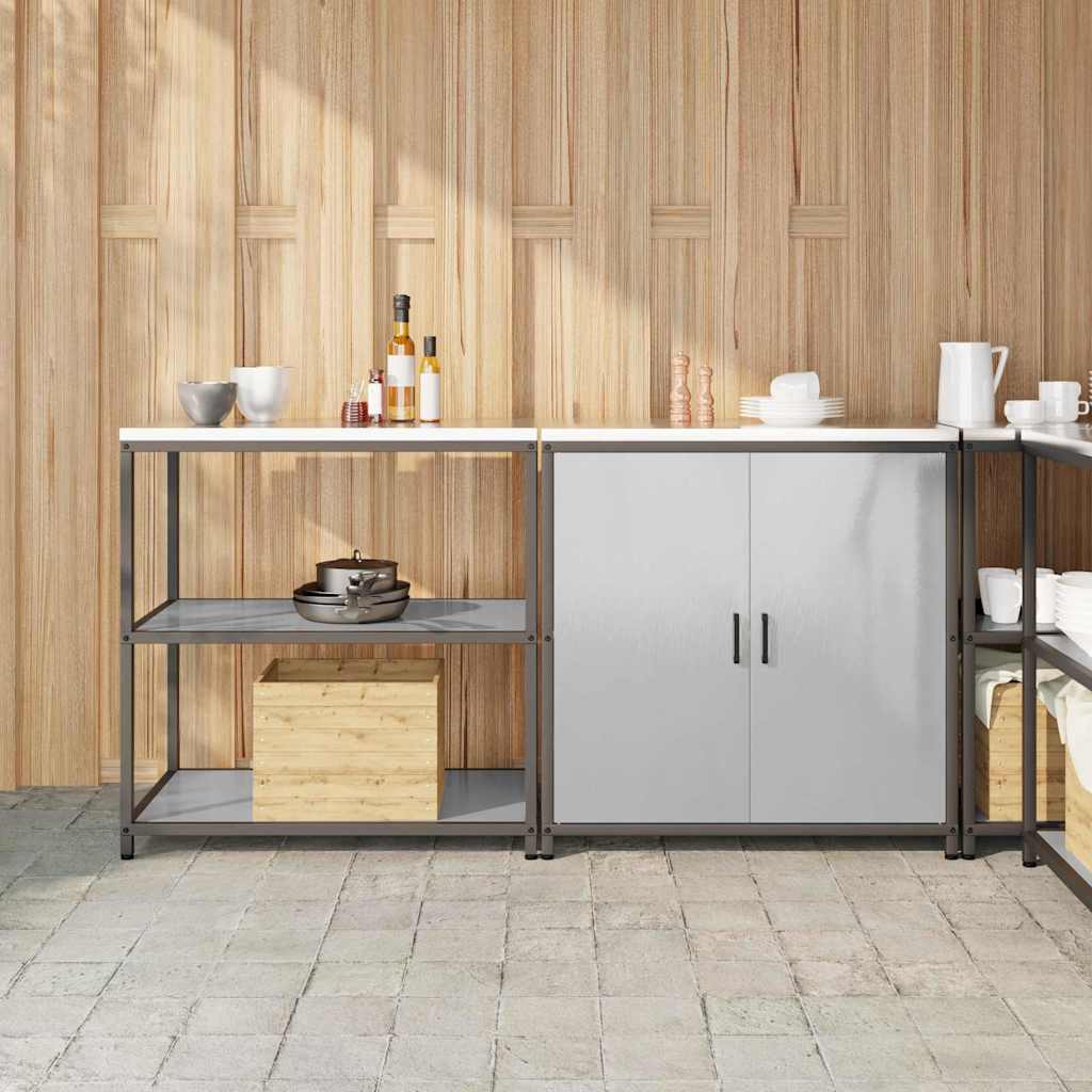 Keukenopslag set met plank 2 pcs Zilver Roestvrij staal is nu te koop bij PeponiXL, paradijselijk wonen!