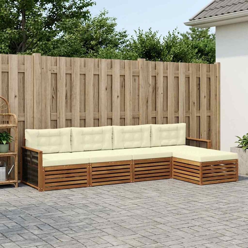 Buiten bankenset met kussen 5 pcs Natuurlijk en Crème is nu te koop bij PeponiXL, paradijselijk wonen!