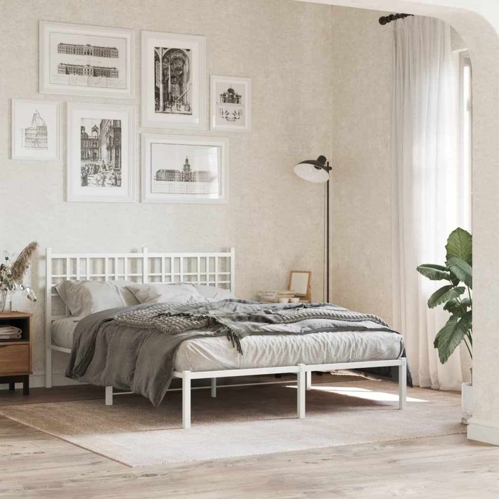 Bedframe met hoofdbord metaal wit 120x200 cm is nu te koop bij PeponiXL, paradijselijk wonen!