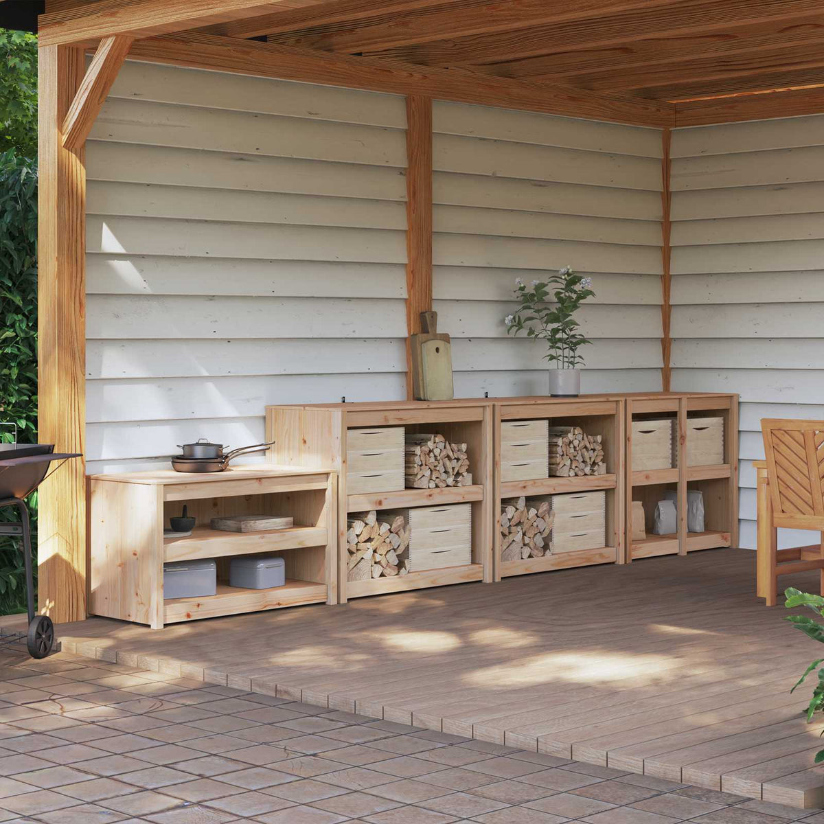 Buitenkeukenkast MEPPEL 4 st Natuurlijk Douglas is nu te koop bij PeponiXL, paradijselijk wonen!