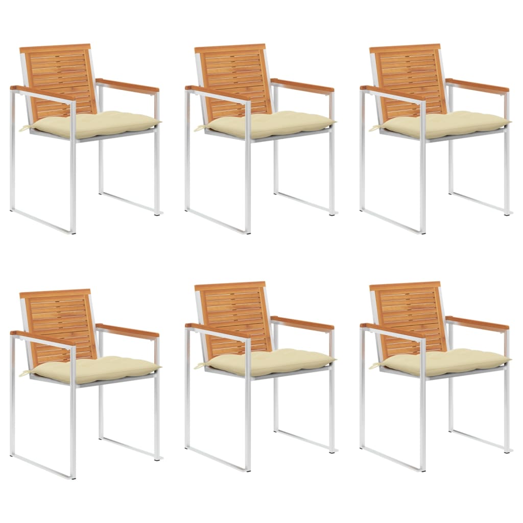 Tuinstoelen 6 st met kussens massief acaciahout is nu te koop bij PeponiXL, paradijselijk wonen!