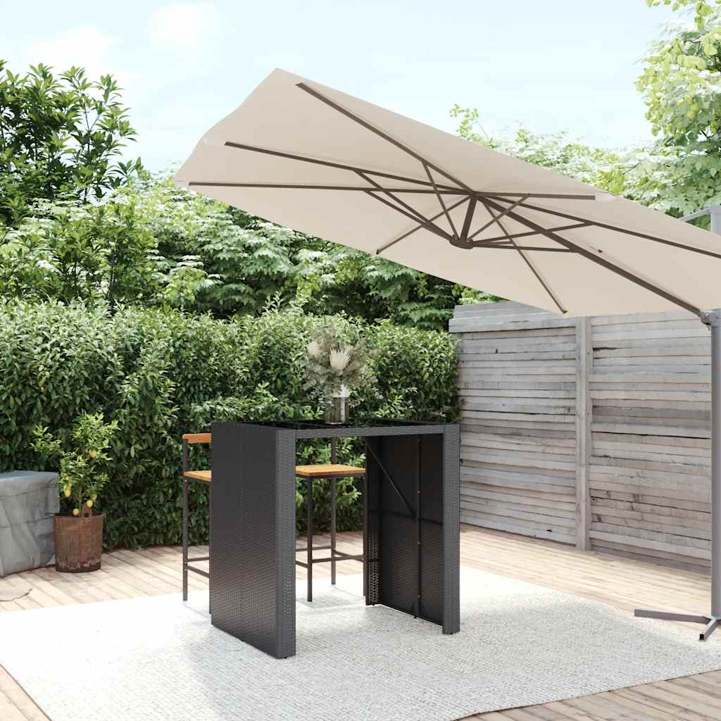 Bartafel met glazen blad 105x80x110 cm poly rattan zwart is nu te koop bij PeponiXL, paradijselijk wonen!