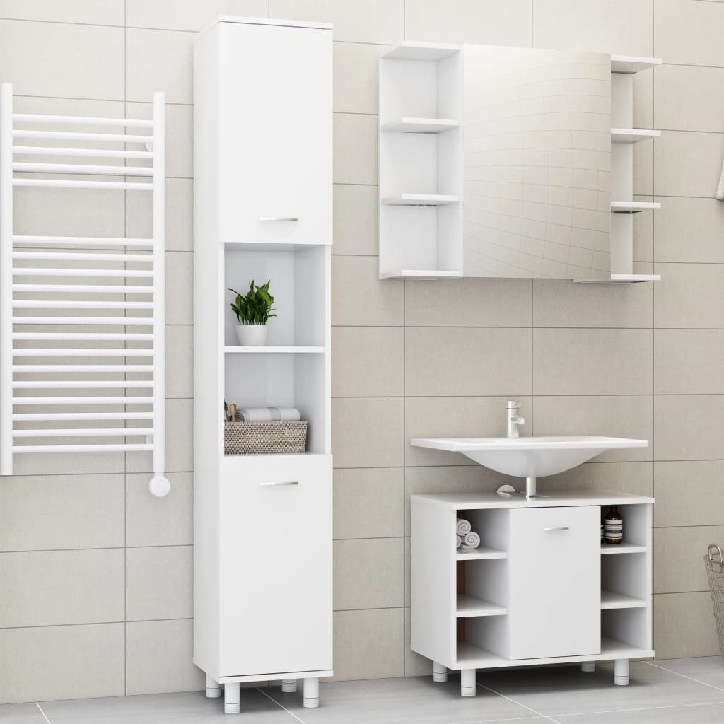 3-delige Badkamermeubelset bewerkt hout wit is nu te koop bij PeponiXL, paradijselijk wonen!