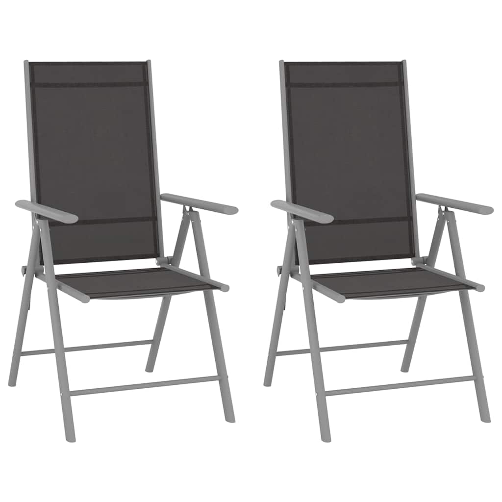 Tuinstoelen 2 st inklapbaar textileen zwart is nu te koop bij PeponiXL, paradijselijk wonen!