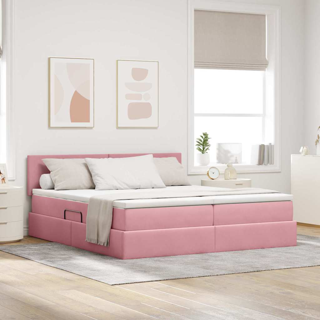 Opslag bed met matras met hoofdeinde Roze 100 x 200 cm is nu te koop bij PeponiXL, paradijselijk wonen!