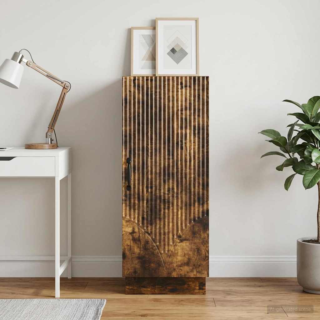 Dressoir Gerookt eiken 33 x 34,5 x 87 cm Bewerkt hout is nu te koop bij PeponiXL, paradijselijk wonen!